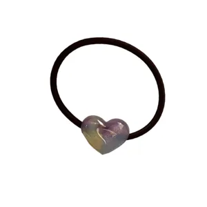 Elastico per capelli con cuore in resina sfumato dolce coda di cavallo elastico band