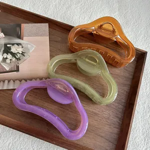 Große transluzente geometrische Haarklammern Set für Damen, elegante Acryl Haifisch Clips Zubehör