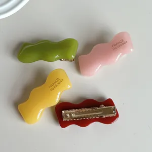 Mollette per capelli in acetato ondulato colore caramella fermagli becco d'anatra carini