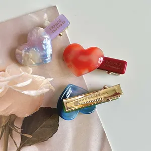 Acetate heart hair clip cute duckbill clip sweet side clip hair accessories for women