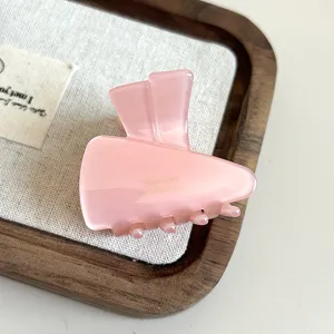 Pink acetate hair claw cute jelly hair clip for women girls sweet daily styling accessory.