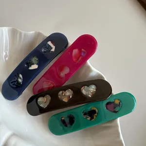 Sweet Heart Acetate Spring Hair Clip Elegant Hollow Geometric Hairpin Barrettes Hair Styling Accessories For Women
