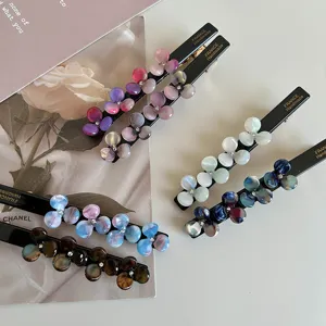Korean style acetate flower duckbill hair clip, exquisite side hairpin for women daily use.