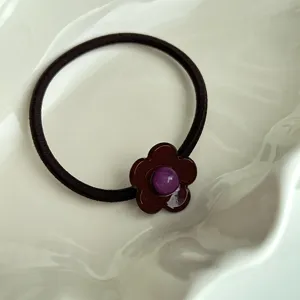Joli élastique à cheveux floral pour femme, petit anneau à fleurs polyvalent pour queue.