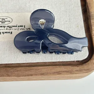 Blue Acetate Bow Hair Claw Clip Sweet Hollow Shark Hairpin Elegant Daily Hair Accessories