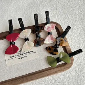 Chic bow hair clips set, cute resin side hair barrettes for women and girls daily styling.
