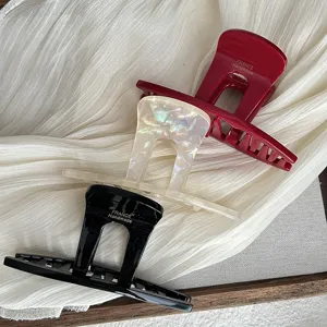 French vintage acetate hair claw shark clip for elegant women styling and daily headwear.