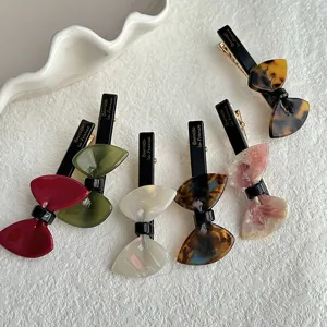 Korean style resin bow hair clip cute side barrette duckbill hair accessory for women girls