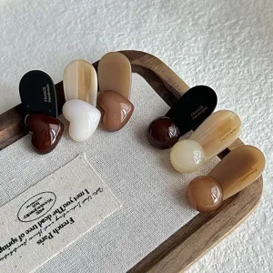 Korean Style Elegant Cellulose Acetate Heart And Round Hair Clip Side Duckbill Clip Women Fashion Hair Accessories