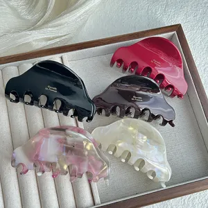 Pince à cheveux moyenne en acétate style français élégante pince requin pour chignon de femmes