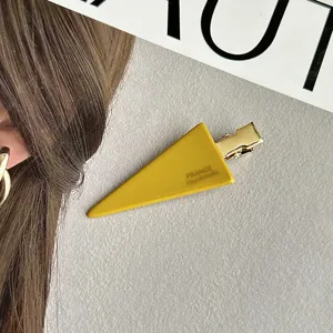 Fashion triangle hair clip yellow side hairpin cute metal hair accessories for women girls