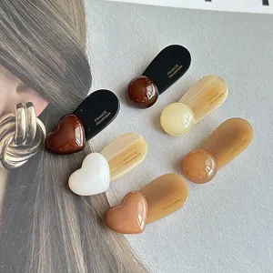 Chic heart and round hair clips set, minimalist side duckbill clip for women style 85
