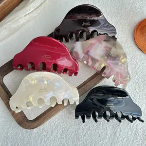 Griffe à Cheveux en Acétate Rétro Française Taille Moyenne Pince Requin Géométrique Accessoire Cheveux Élégant pour Femme Épingle Quotidienne