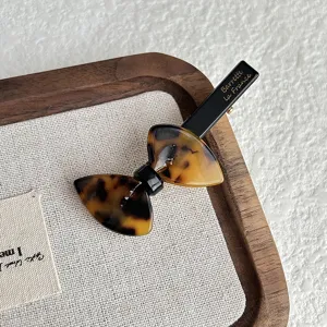 French vintage tortoiseshell bow hair clip duckbill barrette for women elegant daily hair styling