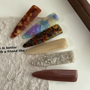 Korean style acetate hair clips set, colorful geometric side barrettes for women hair styling.