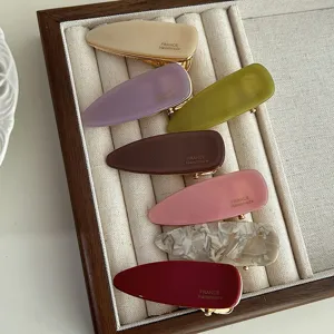 Colorful acetate hair clips set, vintage side duckbill clips for women daily styling.