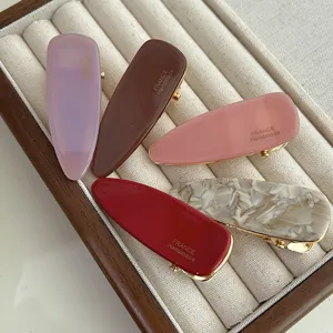 Elegant acetate hair clips set, minimalist geometric design duckbill hair clip for daily use.