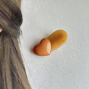 Caramel heart hair clip cute sweet duckbill barrette stylish side clip for women daily hair styling