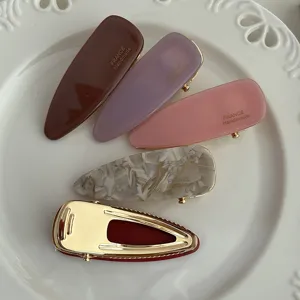 French retro acetate triangle hair clips set cute side bangs duckbill clip for women styling