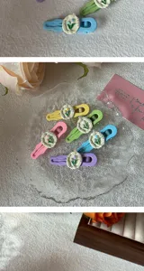 Creamy style tulip hair clips set, cute floral duckbill clips for sweet daily hairstyles.