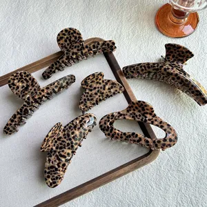 French Vintage Leopard Acetate Hair Claw Clip Elegant Hair Accessories For Women Daily Hair Styling Tool