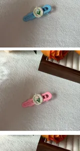 Cute tulip hair clips in blue and pink, sweet style hair accessories for daily wear.