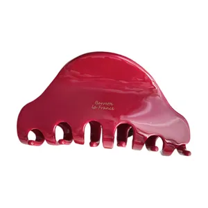 Pince à cheveux rose foncé brillante, élégante pince requin en acétate pour coiffure de femme