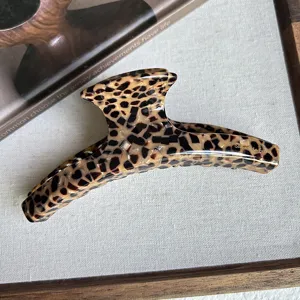 Leopard print hair claw clip elegant cloud shape hair accessory for women daily styling