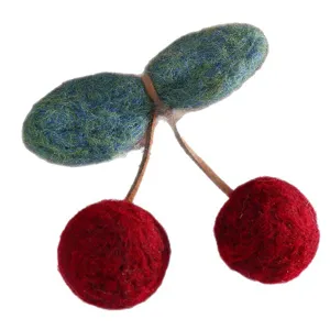 Wool felt cherry DIY accessory for hats hair clips clothing handmade decoration crafts