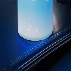 Detail view of the elegant blue gradient solid car balm bottle, showcasing the sleek design and texture.