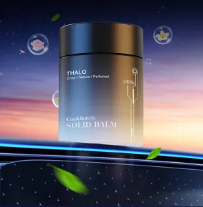 Solid car air freshener balm by THALO with natural crisp scent, 160g long-lasting vehicle aroma.