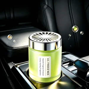 Car air freshener solid perfume jar, long-lasting fragrance, elegant interior aroma decor.