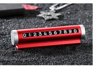 Tarjeta de estacionamiento temporal de coche rodillo metal rojo plata accesorio auto