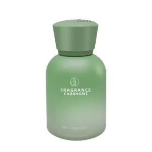 Green gradient car and home fragrance diffuser bottle front view for fresh air and odor removal.