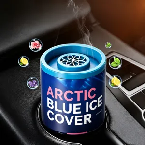 Solid air freshener for car and home, long-lasting fragrance and odor elimination, blue design.