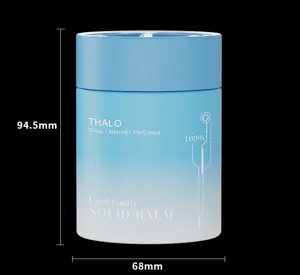Car solid balm detail view showing dimensions and fresh perfumed container design.