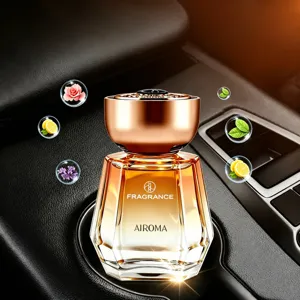 Car Aromatherapy Long Lasting Air Freshener Glass Bottle With Metallic Cap Automotive Interior Perfume Odor Removal