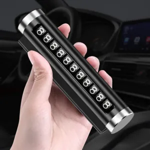 Tarjeta de estacionamiento temporal de metal para coche, placa de número de teléfono de aleación