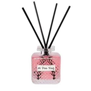 White peach reed diffuser glass bottle air freshener for bedroom home office long lasting fragrance