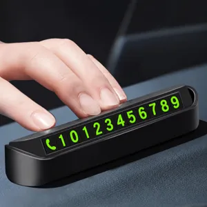 Tarjeta de Estacionamiento Temporal para Coche Presionar Oculto Placa de Número de Teléfono Luminoso Señal de Estacionamiento Accesorios Negro