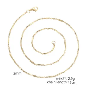 Stainless steel plain chain necklace for women, minimalist daily layering jewelry 45cm 2mm