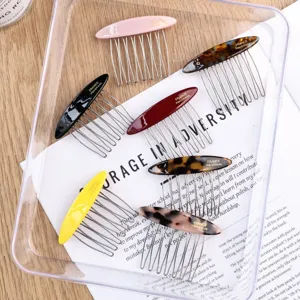 Acetate hair insert combs set, colorful side hair clips and fringe combs for women styling.