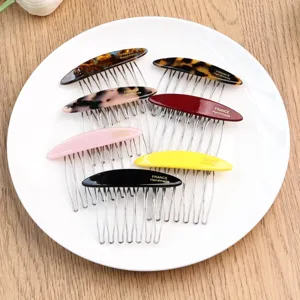 Acetate hair side comb metal teeth vintage insert comb hairpin for women styling chic accessories