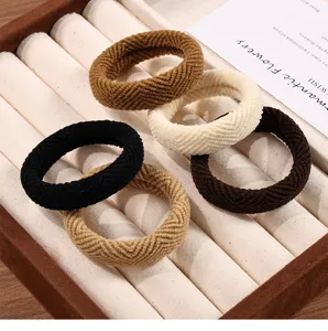 Thickened elastic hair ties set with herringbone weave, soft durable scrunchies for daily use.