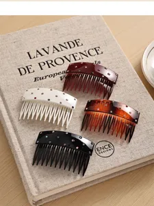 Korean style colorful rhinestone acetate hair comb set, elegant chic hair accessory for women.