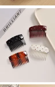 Korean style rhinestone acetate hair comb, exquisite vintage hair fork for elegant women.