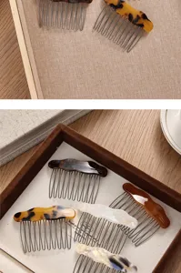 Detailaufnahme von Azetat Wolke Wellen Haarspangen, elegante Haarkamm Accessoires.