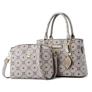 Sac a main femme grand capacite sac bandouliere motif monogramme gris elegante sacoche chic