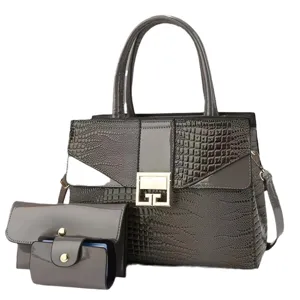 Krokodillenpatroon 3-delige handtas set grote capaciteit lakleer schouder crossbody tas