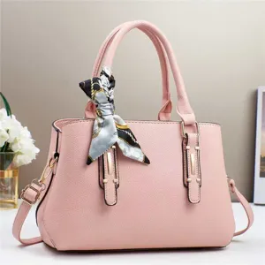 Chic borsa a mano donna rosa elegante borsa tote retro borsa a tracolla con foulard decorativo
